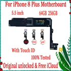 100% оригинальная материнская плата для iPhone 8 Plus разблокированная материнская плата сбез Touch ID с системой IOS логическая плата, хорошо работает