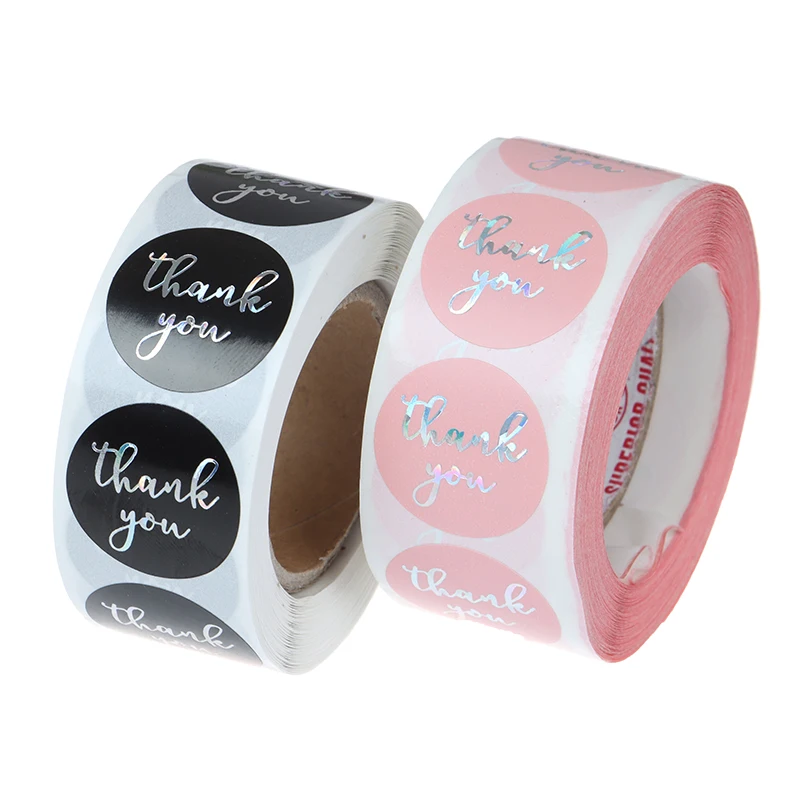 

500pcs/roll Handmade Sticker Thank You Paper Label Coffee Round Stationery Food Stickers Deco For Envelope Gift