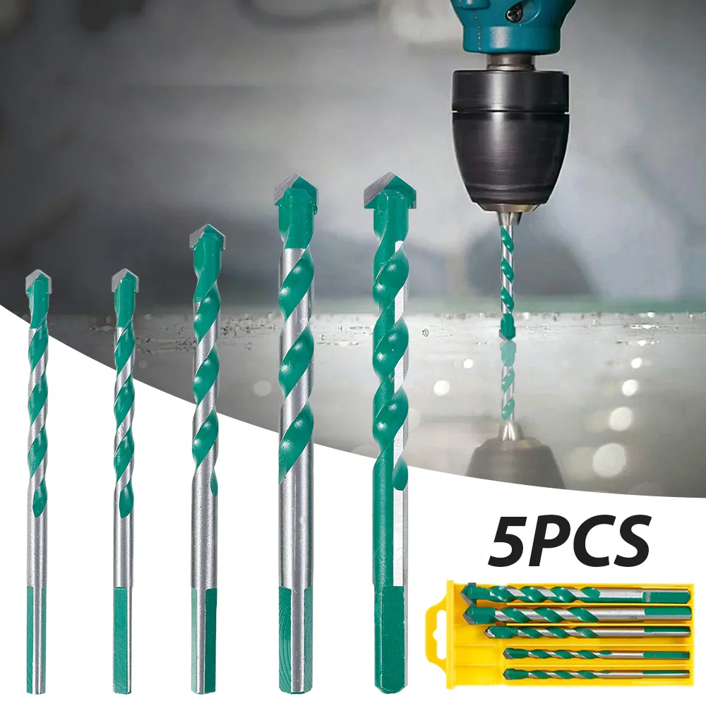 

5pcs 6/8/10/12mm Multi-functional Glass Drill Bit Triangle Bits Ceramic Tile Concrete Brick Metal Stainless Steel Wood Drill Bit