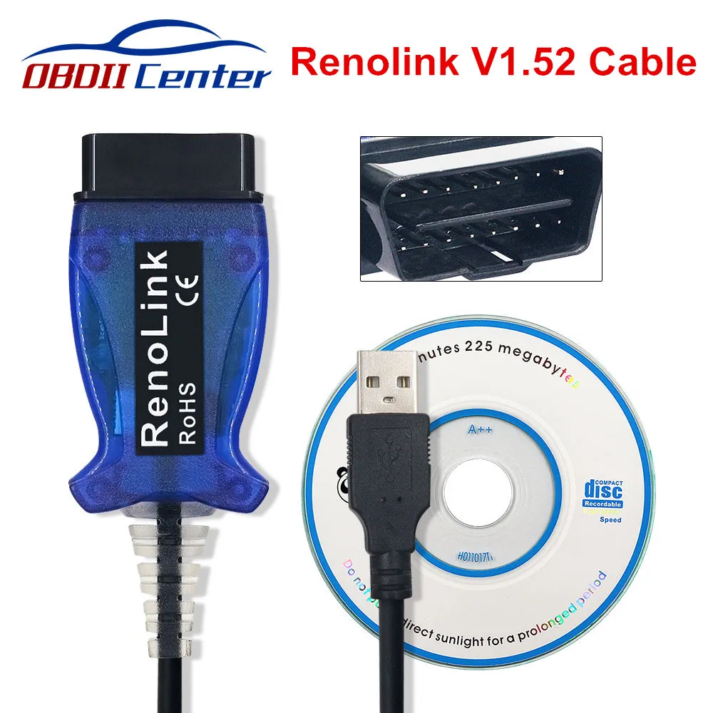 Последняя Renolink диагностический кабель USB для Renault программатор системного блока управления ключевой программирующий инструмент возврата воздушной подушки Рено ссылка V1.52 OBDII программист