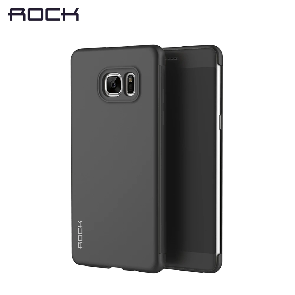 Чехол ROCK Dr. V для samsung Galaxy Note 7, роскошный умный флип-чехол с полным окном для samsung Note FE, TPU+ PC, чехлы для телефонов - Цвет: Черный