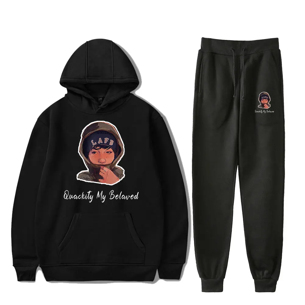 

Quackity My Beloved Merch Hoodies Set Men Women Hoodies Pants Two-Piece Sweatshirt Suit i