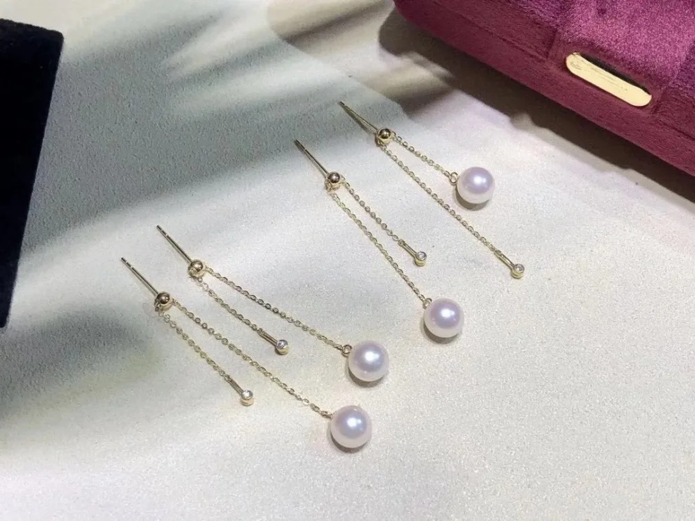 

Genuine AU 750 18K Gold Earrings Mountings Findings Jewelry Settings Accessories Parts for Pearls Agate Coral Crystals Jade