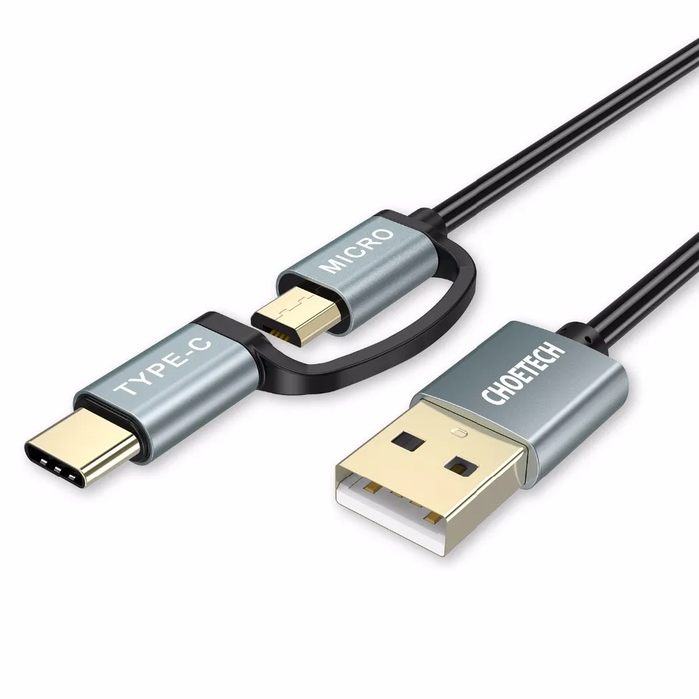 CHOETECH 2-в-1 Тип usb Закрытая акционерная Компания C& Micro USB кабель для samsung S8 1,2 м для зарядки и синхронизации c-типа изоляция кабеля для huawei и Другое USB Закрытая акционерная Компания C& устройствами Micro-USB