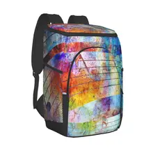 Protable Insulated Thermal Cooler Waterproof Lunch Bag Music Note Space Stars Picnic Camping Backpack Double Shoulder Wine Bag