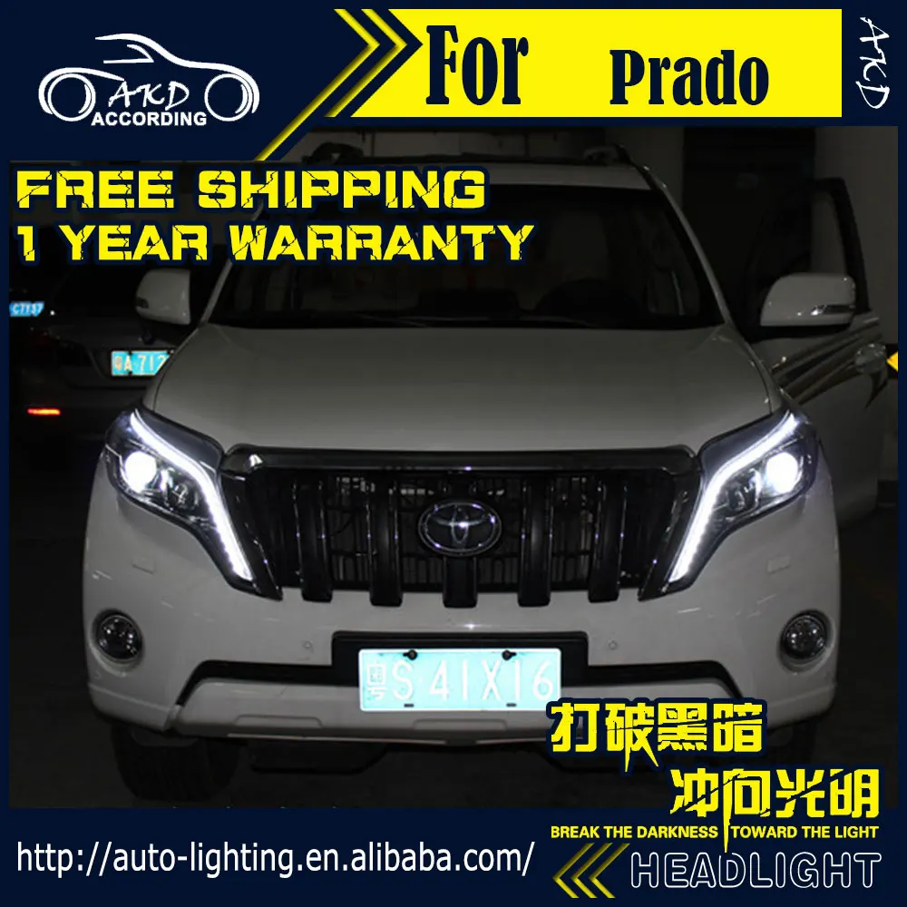 AKD автостайлинг фары для Toyota Prado динамический сигнал светодиодный ные DRL D2H Hid