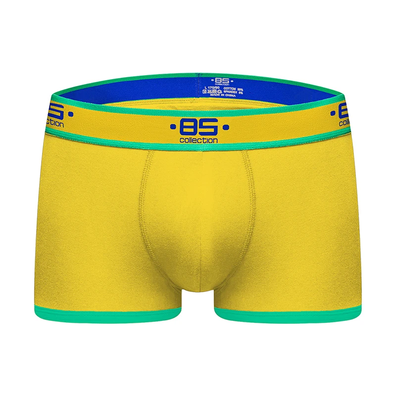 BS180-yellow Фирменное Мужское нижнее белье, боксеры, сексуальные хлопковые боксеры, Мужские боксерские шорты для геев, мужское нижнее белье, мужские трусы для мальчика, Слип B0040 - Цвет: BS180-yellow