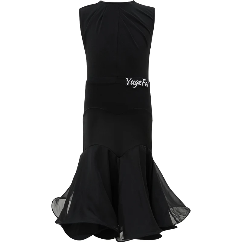 

2020 New Latin Dance Dress Children Cha Cha Rumba Samba Performance Wear Girls Sleeveless Top Chiffon Skirt Practice Costumes