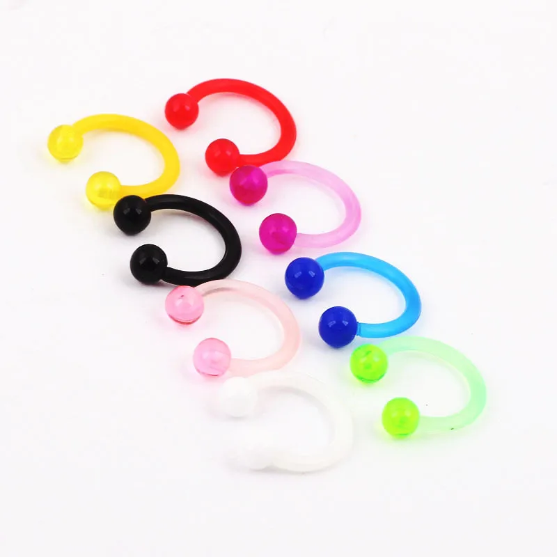 

4Pcs/lot Acrylic Nose Hoop Nose Rings Balls Circulars Horseshoes Barbell Lip Ring Ear Ring Charms Body Piercing Jewelry Gift