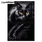 Алмазная живопись 5D полная квадратнаякруглая черная с изображением кота бриллиант Стразы Вышивка кристалл вышивка крестом, мозаичный Декор S698