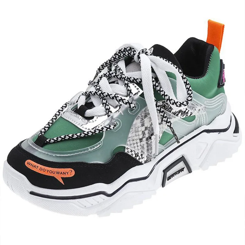 Женские кроссовки столбики Повседневная обувь размера плюс на платформе Дышащие