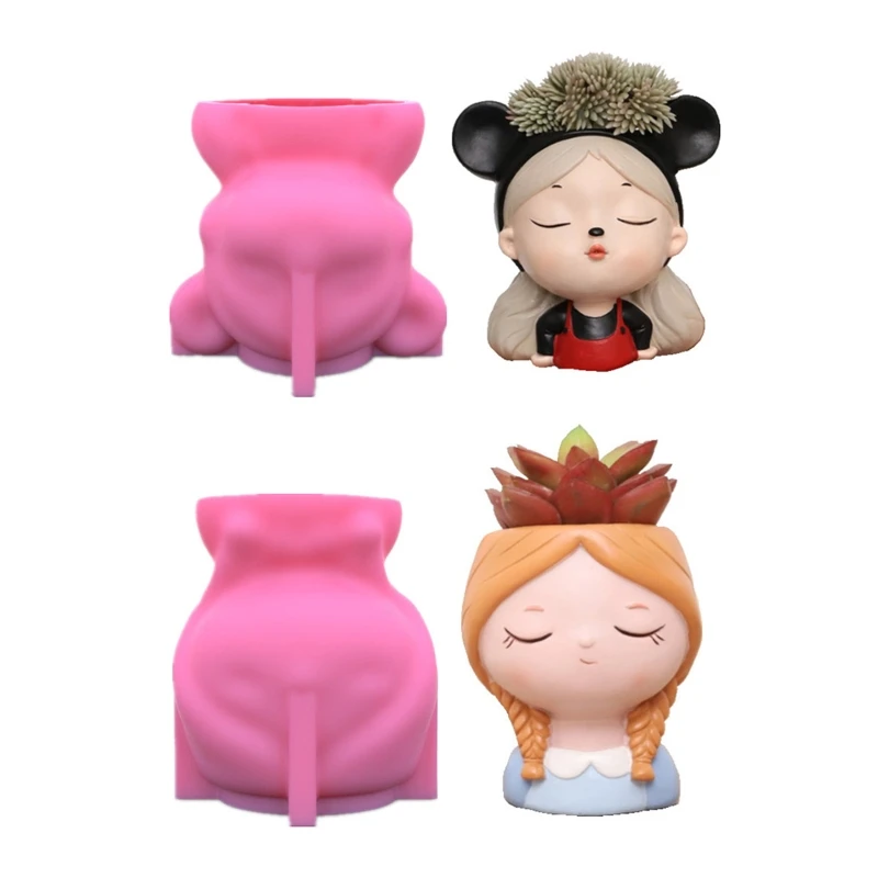 

Cute Girl Flowerpot Epoxy Resin Mold Succulent Plant Pot Concrete Silicone Mould