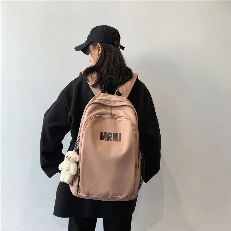 

15.6-inch Computer Bag Female Canvas Waterproof Bag Large Capacity Backpack Female High School Student Campus Backpack