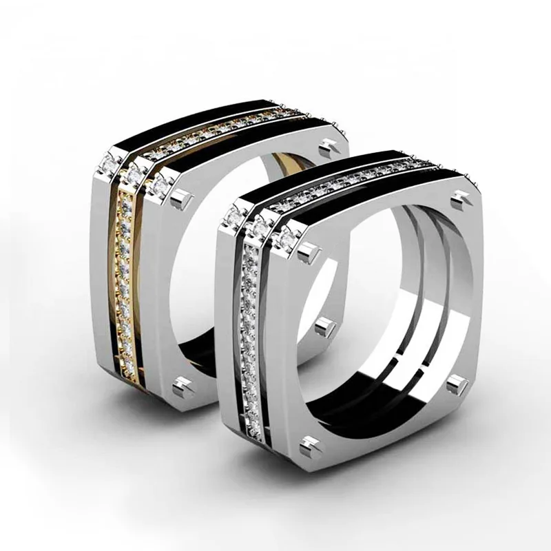 Мужское кольцо в стиле хип хоп Huitan геометрическое панк с квадратной формой