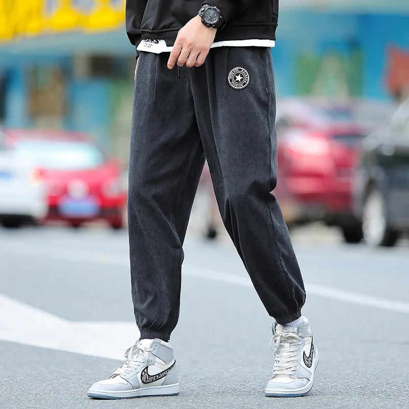 2021 Sweatpants Loose Men Joggers Track Pants Elastic Waist Sport Casual Trousers Harajuku Streetwear Clothing Black Grey S-4XL