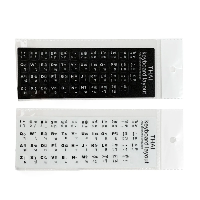 

18x6.5cm Thai White Black Letters Keyboard Layout Stickers Button Letters Alphabet for Laptop Desktop Computer Keyboards