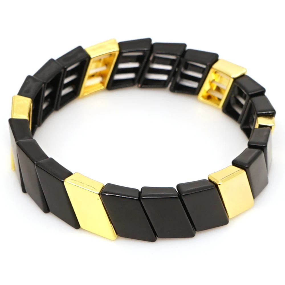 RO-B190124B Браслеты shinus, мужские, эмаль, плитка, бусины, браслет, Pulseras Mujer Moda,, золотые ювелирные изделия, для женщин, модные, любовные буквы, браслеты, подарки - Окраска металла: RO-B190124B