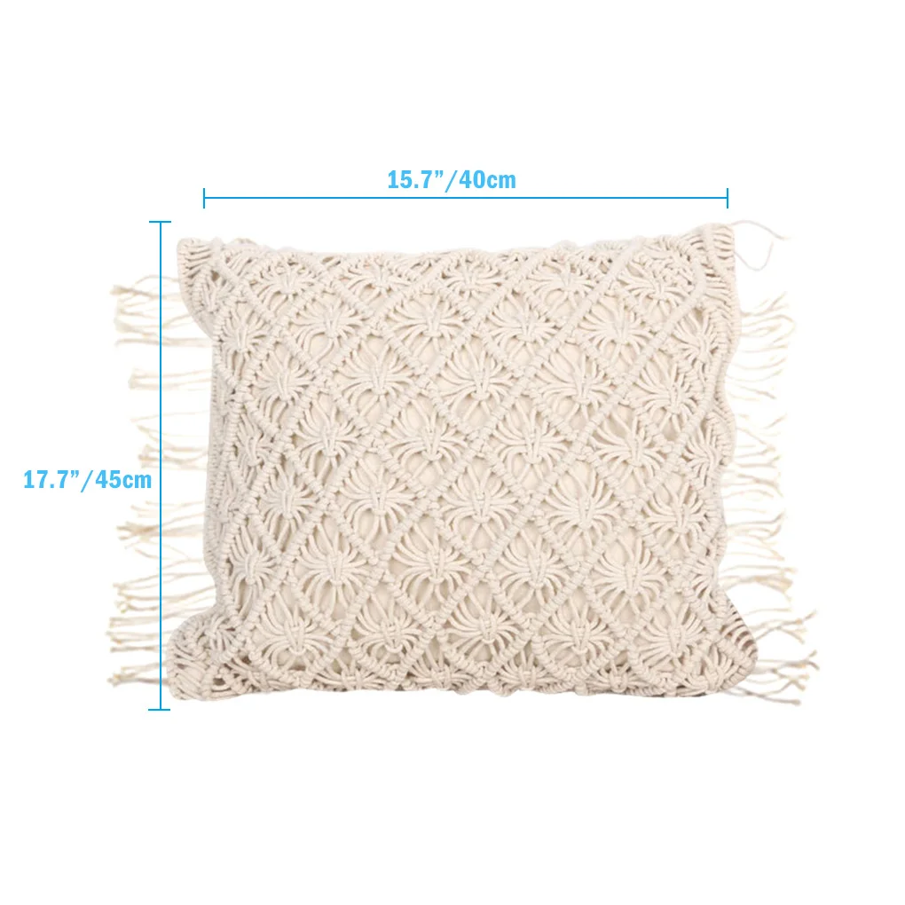 

Hand Braided Bohemian Style Pillowcase Home Living Room Bedroom Pillow Cover Cushion Cotton Linen Case