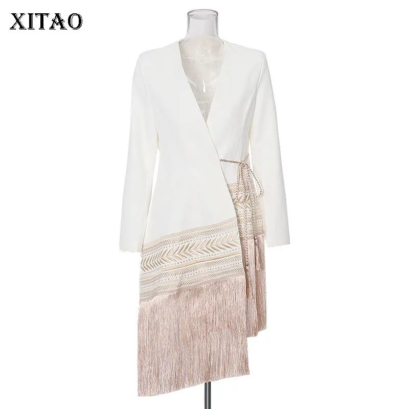 

Женский Асимметричный Блейзер XITAO, элегантный блейзер с длинным рукавом в стиле пэчворк, весна-осень 2021, ZY5181