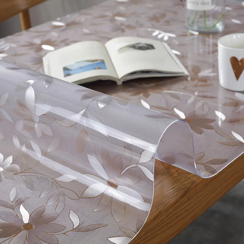 

Flexible Glass Table Protector Plastic For Table PVC Transparent Waterproof Tablecloth Oilcloth Stain Resistant Table Cover Deco