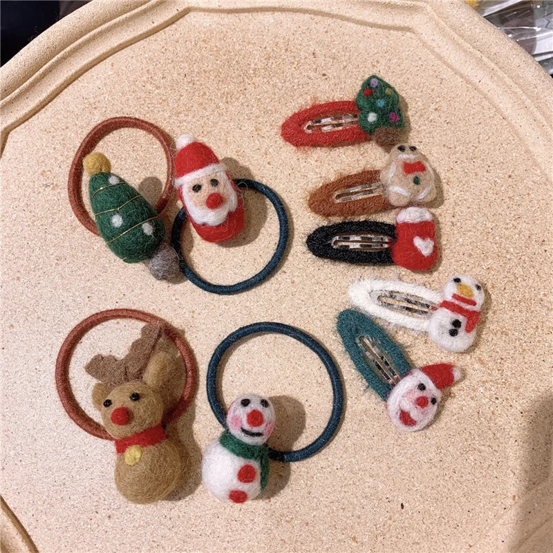 

Autumn and Winter Children Simple Cute Christmas Hairpins Hair Accessories Fashion Sweet Girl Princess Rubber Band Headwear