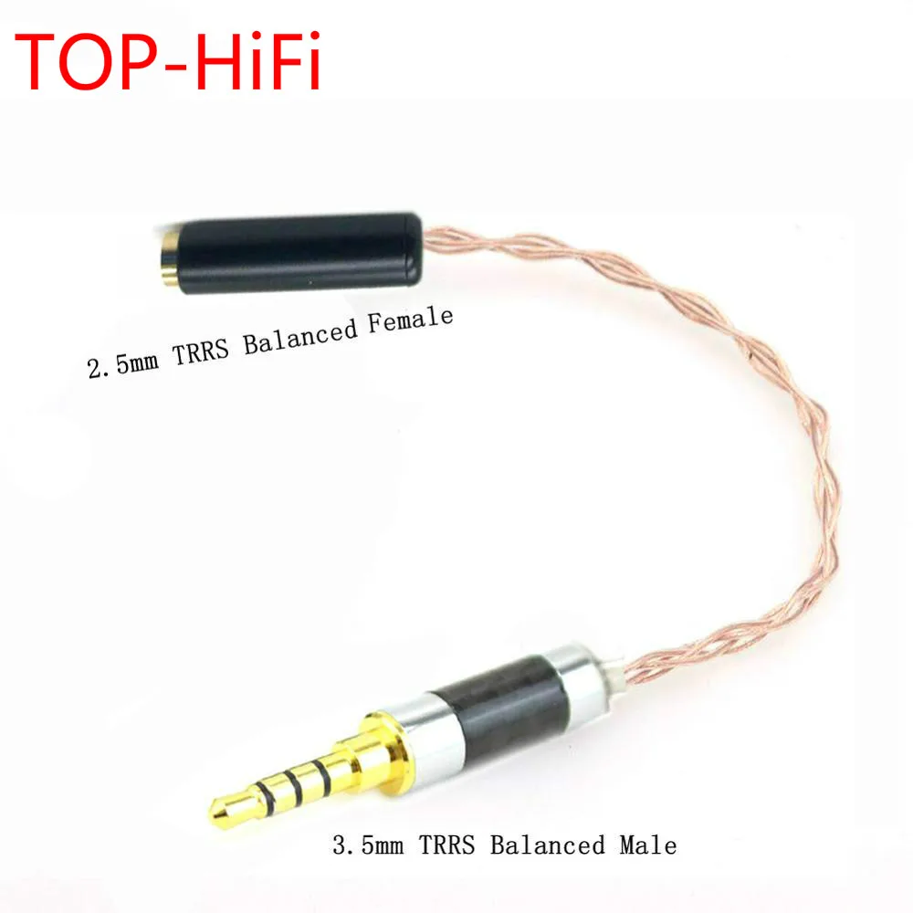 

TOP-HiFi 3,5 мм TRRS сбалансированный штекер до 2,5 мм TRRS сбалансированный женский аудиоадаптер 7N OCC однокристальный медный кабель
