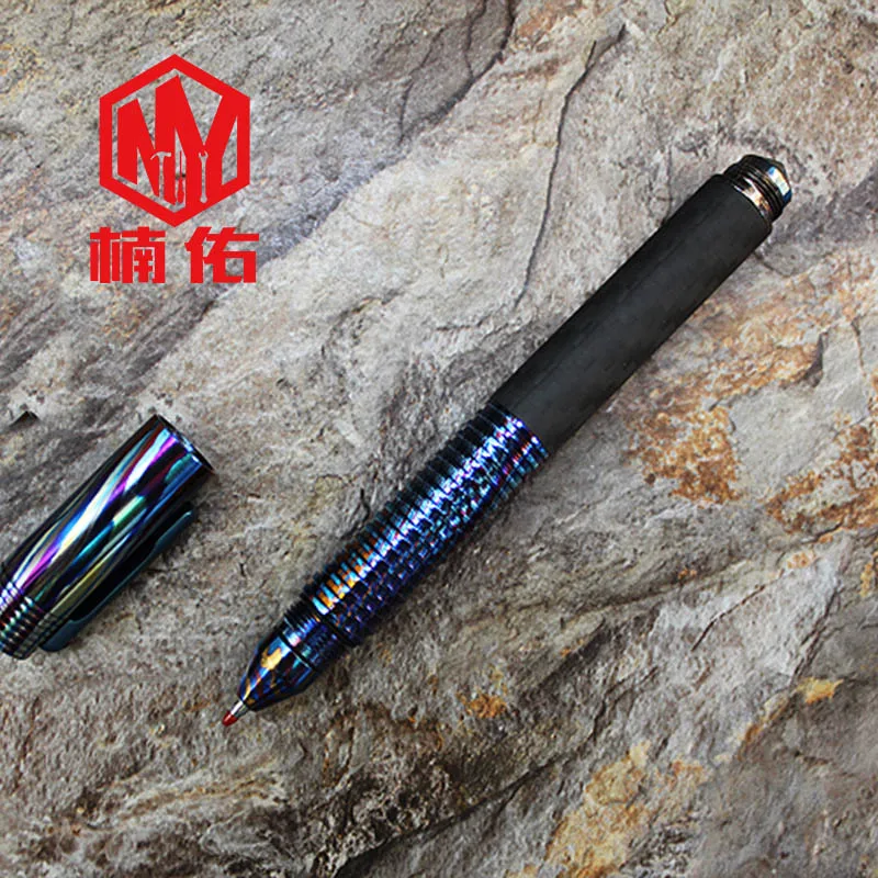 Murah 1PC High-End Titanium Damaskus Serat Karbon Pena Taktis EDC Jendela Rusak Multi Alat Pertahanan Diri Bisnis Menulis Pena