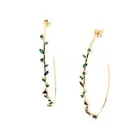 Женские серьги-кольца с фианитом, золотистые серьги-кольца с листьями и фианитами, красного, зеленого и белого цвета, весна 2022