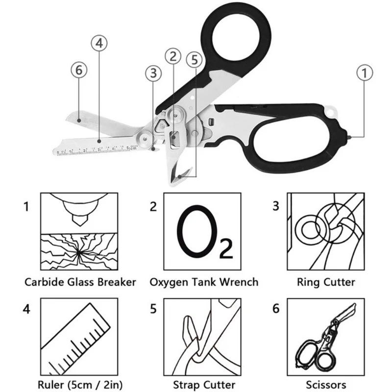 

N1HF Multifunctional Pliers Outdoor Survival Tool Combination Scissors Durable Folding Stainless Steel Tool Black