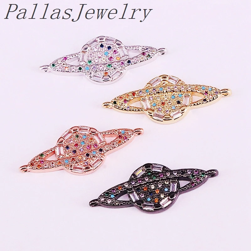 

10Pcs NEW fashion Jewelry CZ Micro Pave Colorful earth Charm Rainbow Zirconia Chain Bracelets
