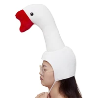 funny white goose shape plush hat novelty stuffed headgear cosplay earflap cap 83xf
