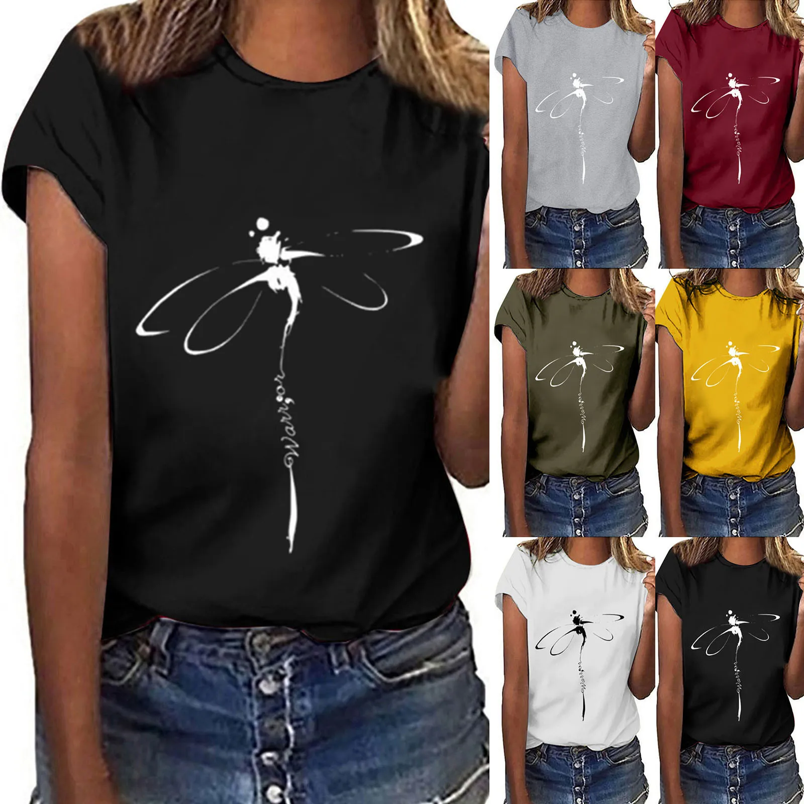 

Kawaii Women's Fashion Casual Printing O-neck Loose Short Sleeve T-shirt Pullover Tops Футболка Оверсайз Camisetas De Mujer