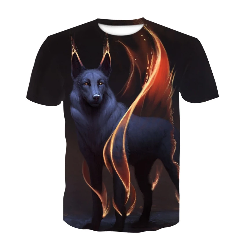 

Glowing green-eyed wolf Wolf 3D Printed men t shirt Harajuku Fashion Short sleeve shirt summer streetwear Unisex tshirt tops