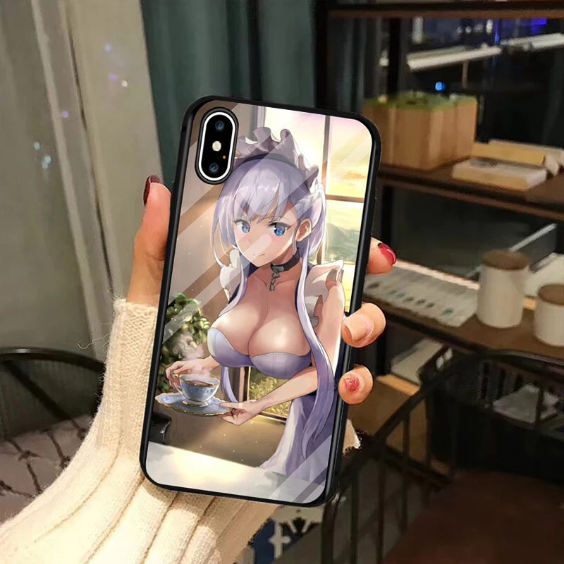 Чехол из закаленного стекла для телефона для мобильных игр Azur Лейн для iPhone 11 Pro Max X XS Max XR 6 6s 7 8 Plus, сексуальный Чехол для мобильного телефона