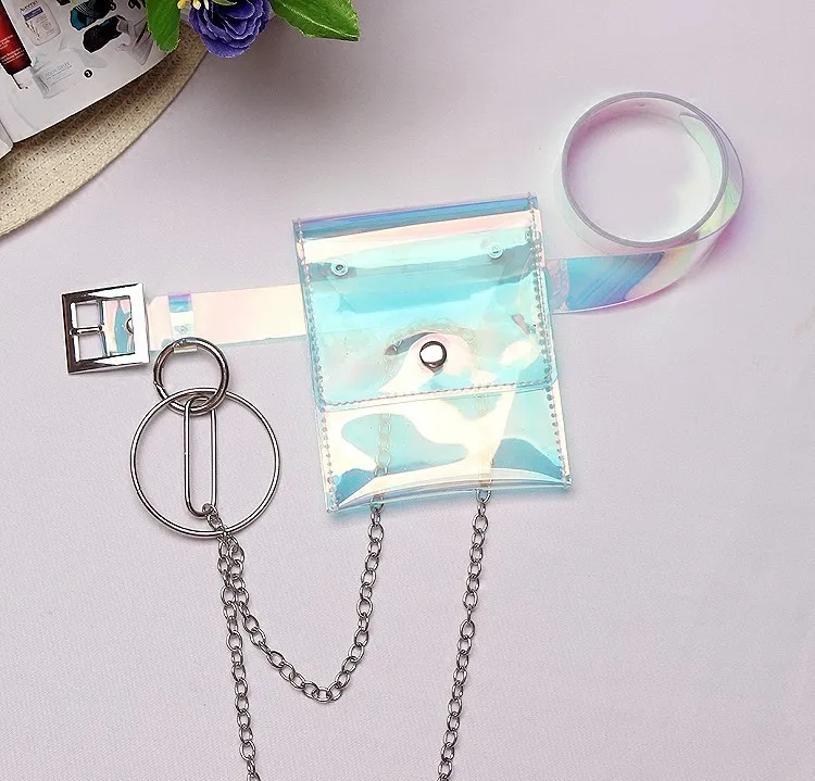 

[EAM] 2021 New Summer Fashion Tide Magic Color Removable Chain Ring Woman Belt Simple All-match Waist Bag Belt Dual Use S780
