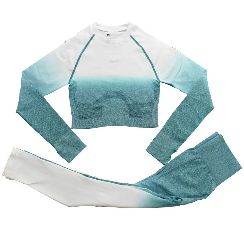 

Hot style outside seamless yoga suit jacket + leggings gradients show hilum elastic quick-drying 2 piece