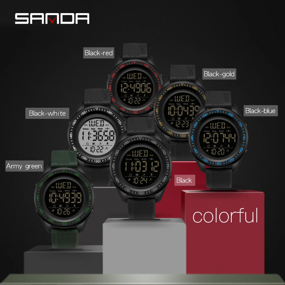 Модные спортивные мужские часы SANDA 2021 многофункциональные водонепроницаемые