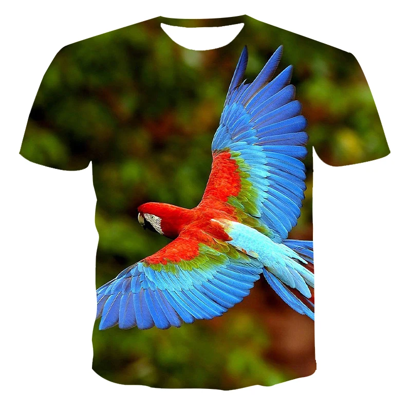 

Men'S Short-Sleeved Loose T-Shirt, Bright Parrot 3D Printing Round Neck Pullover And Men'S Casual Streetwear Fashion T-Shirt XXS