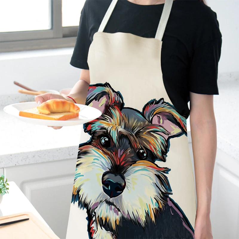 

68x55cm Kitchen Household Adult Antifouling Apron Sleeveless Polyester Dog Animal Series Printed Coverall