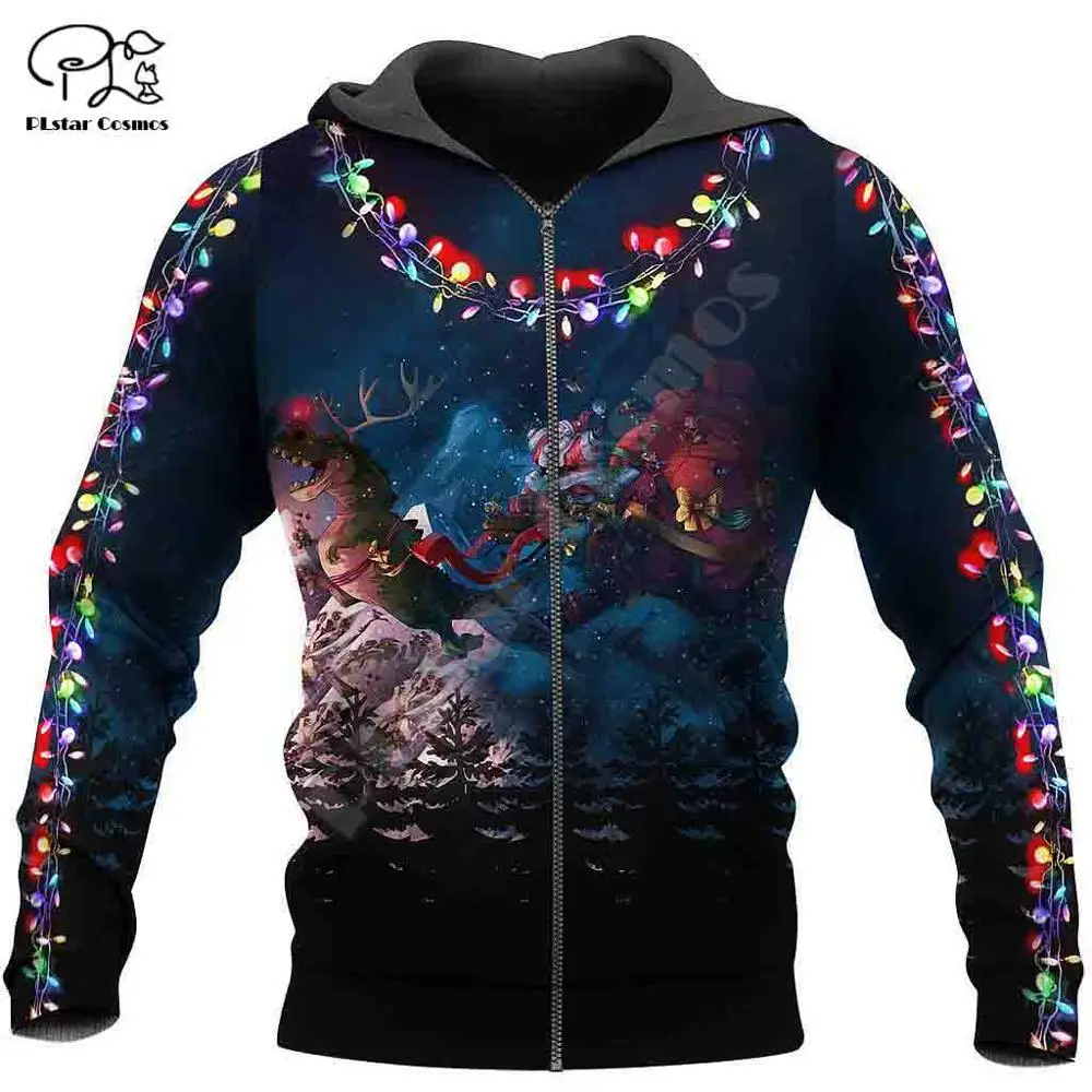 

PLstar Cosmos 3DPrint Merry Christmas Santa Claus Dinosaur Unisex Harajuku Streetwear Funny Casual Hoodies/Sweatshirt/Jacket/a5