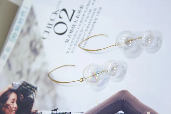 2019 модные корейские длинные серьги-капли с двойным стеклом для женщин ювелирные