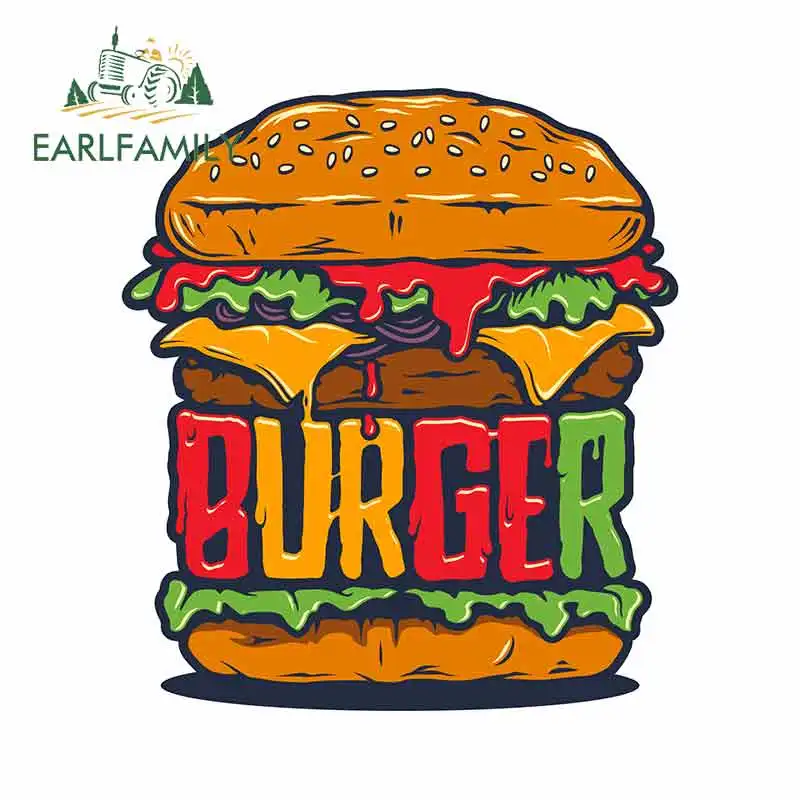 

EARLFAMILY 13cm x 11.6cm For Burger Bumper Car Stickers Waterproof Decal Vinyl Car Wrap Waterproof Occlusion Scratch