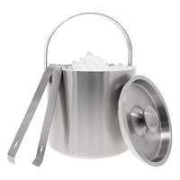 upors portable double wall ice bucket 1 3l stainless steel ice bucket with tong and lid bar chilling beer champagne wine bucket