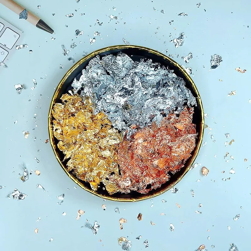 Блестки из имитационной медной фольги золотистые/серебристые 3 г | Дом и сад