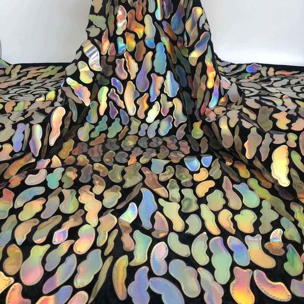 Новый дизайн африканская бархатная кружевная ткань разноцветная