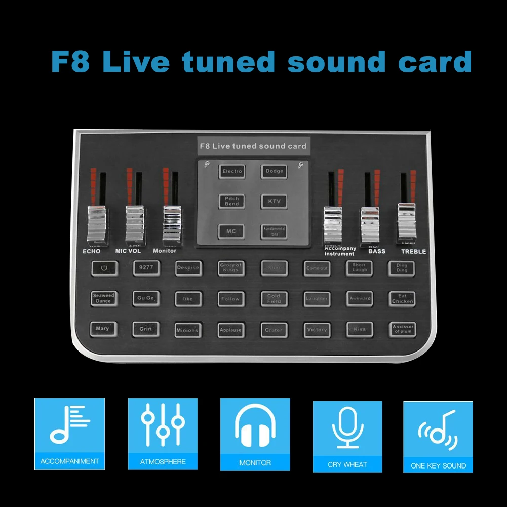 Streamer Universal Sound Card Portable Audio Mixer USB Studio Professional Microphone Accessories Computer Phone 4 Modes Webcast |