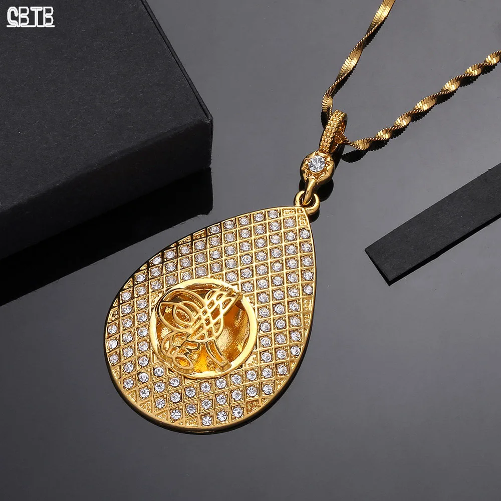 

Luxury Arabian Coins Muslim Necklace Turkish Women/Men Gold Colorless Coins Lucky Crystal Pendant Jewelry Wholesale