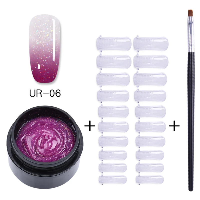 3Pcs set 6 UR SUGAR 15 мл голографический Блестящий Быстрый строительный поли набор для маникюра гель-лаком тепловой поли гель продлевающий половой акт лак кончик ногтей строительный УФ-гель - Цвет: 3Pcs set 6