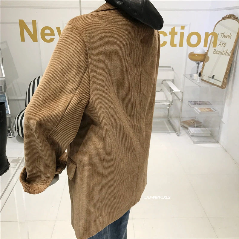 

Vintage High quality Spring autumn coat 2021 New Korean Fashion Corduroy Blazers + Small sling XZ76