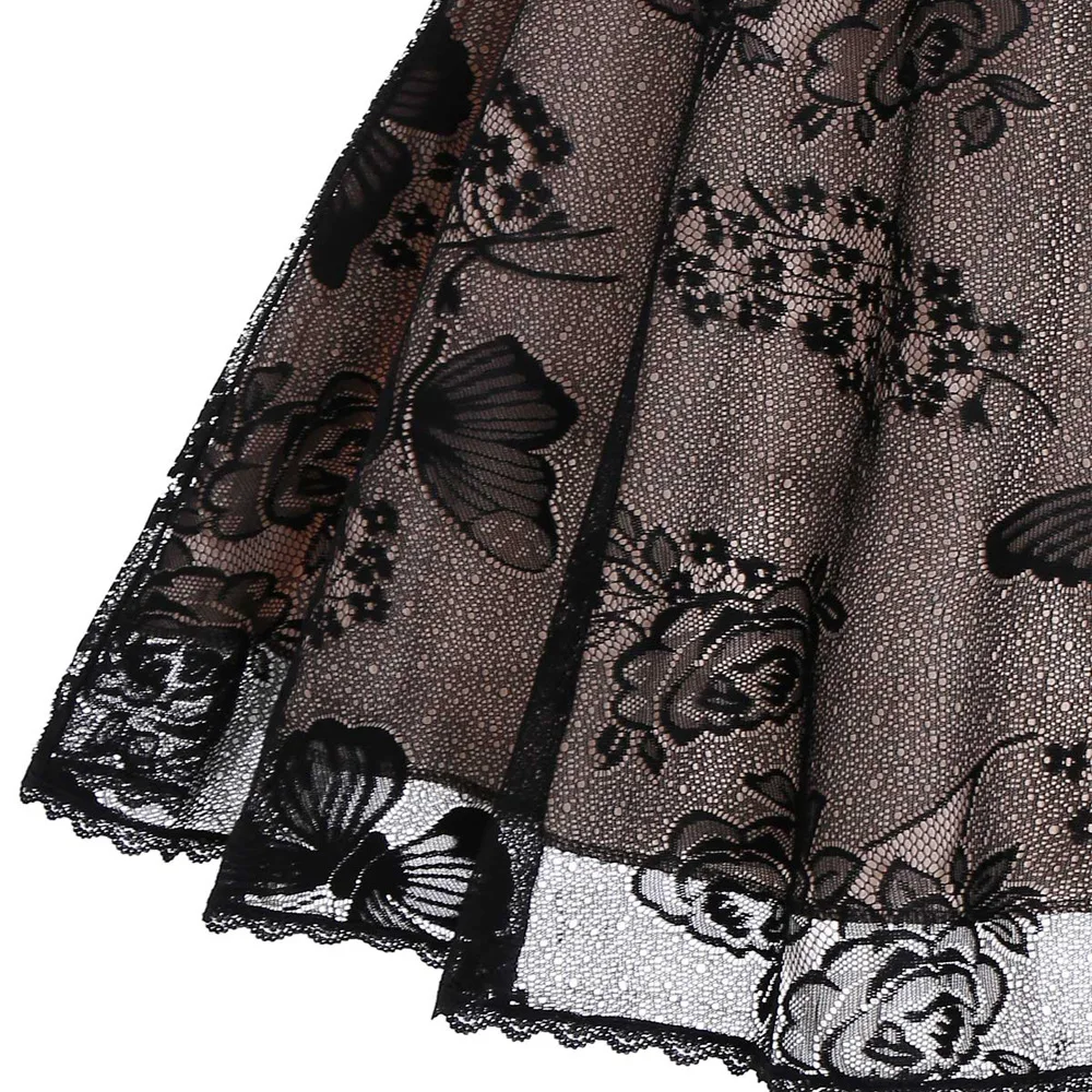 

Summer Women Dress Backless Petal V-Neck Solid Butterfly Lace Casual Office Ladies Work Dresses Retro Elegance Vestidos